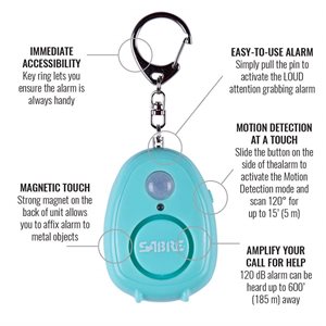 SABRE Personal Alarm with Motion Detector - Teal