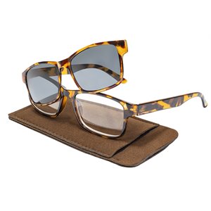BLUWATER Polarized Brown Click-On Reader +2.00 Gloss Demi Brown F